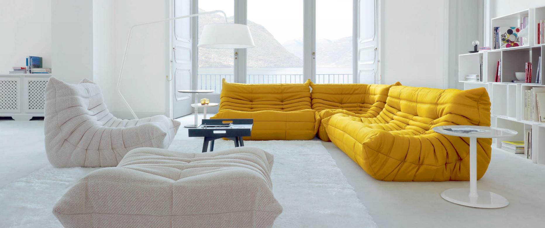 Yellow and White Buffalo 3 Seater, 2 Seater, Corner Fabric Sofa at Idus Furniture Store