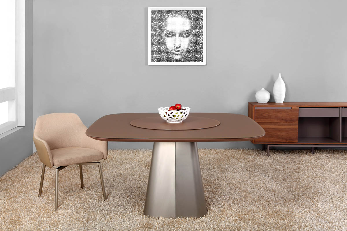 Modern Eliot Glass and Metal Dining Table